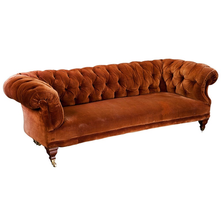 Velvet Chesterfield Sofa at 1stDibs orange velvet chesterfield sofa