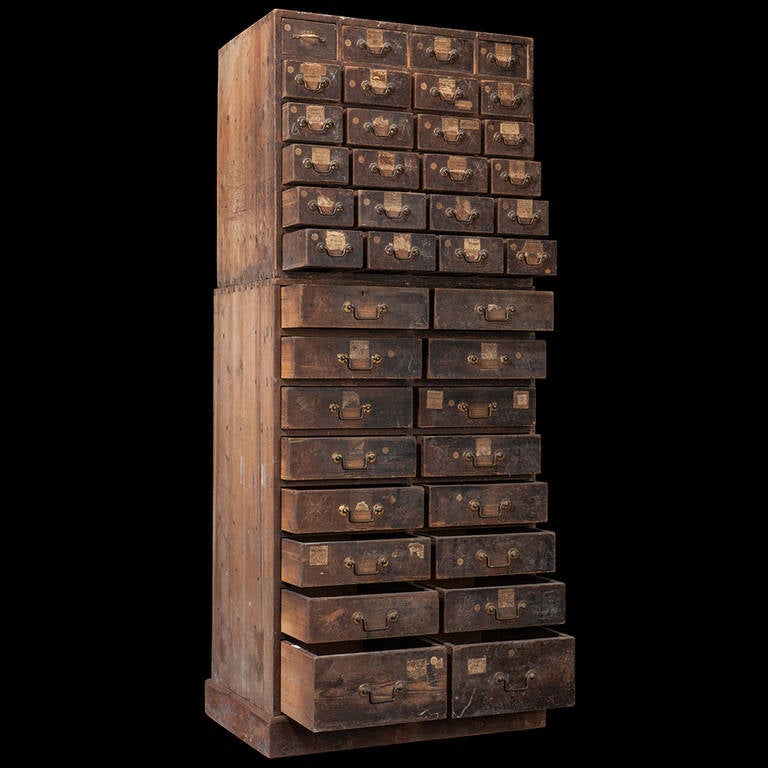 19th Century Pawn Broker's Bank of Drawers