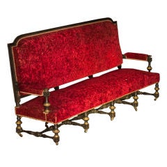 Antique Red Velvet Monumental Sofa