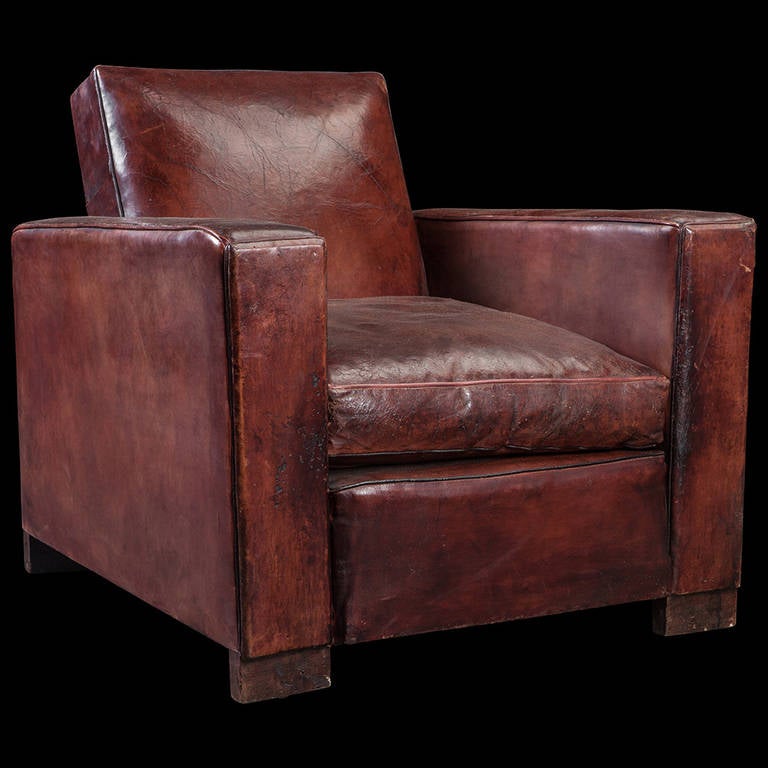 Original burgundy leather with beautiful patina.
