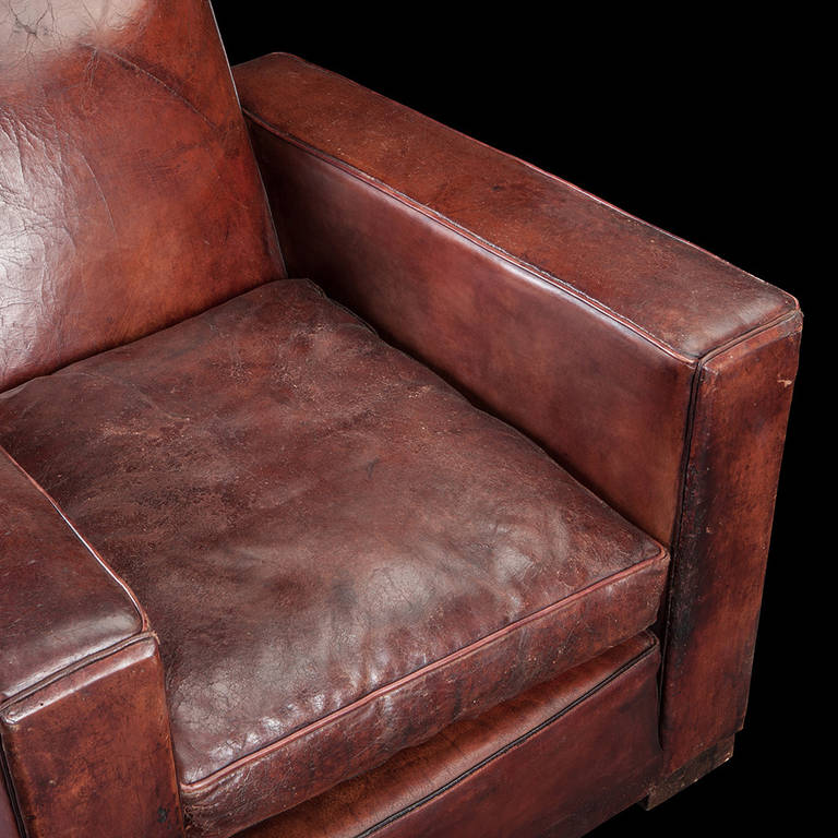 Art Deco Leather Club Chair