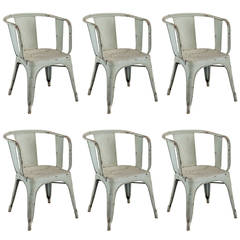 Set of Six Stacking Metal Armchairs