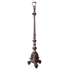 Antique Tall Gothic Carved Floor Lamp