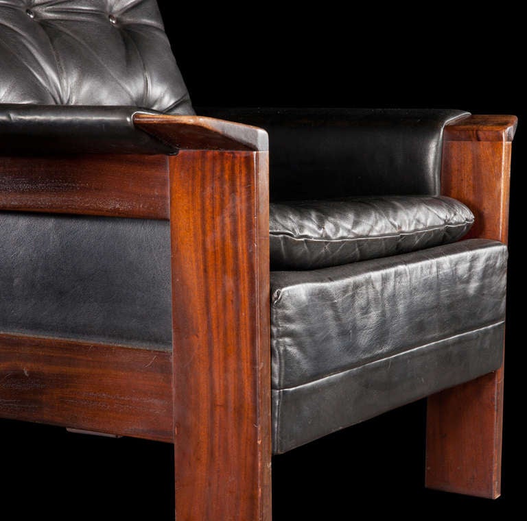 French Leather / Rosewood Chairs