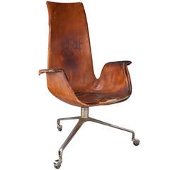 High Back Leather Tulip Chair