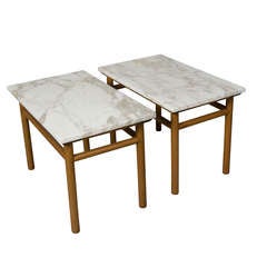 Marble Top End Tables by Gibbings, Pair