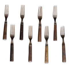 Set of Steel and Wood Dining Forks