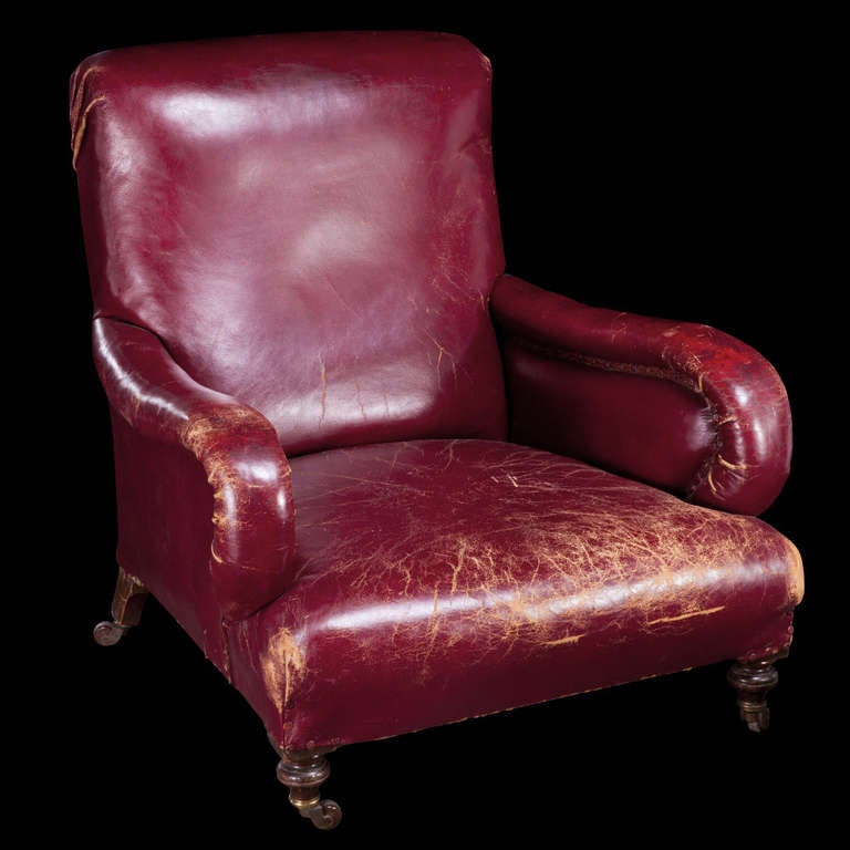 English Gents Red Leather Armchair