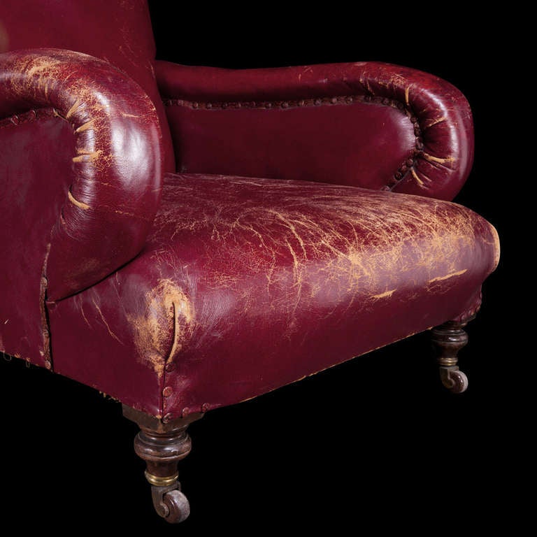 19th Century Gents Red Leather Armchair