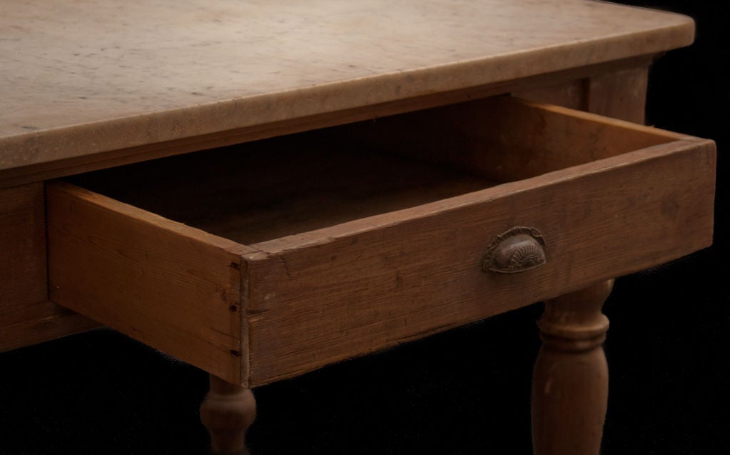 French Oak Bakers Table with Marble top