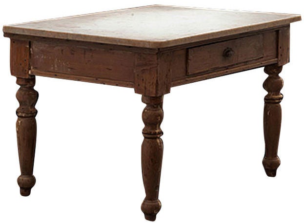 Oak Bakers Table with Marble top
