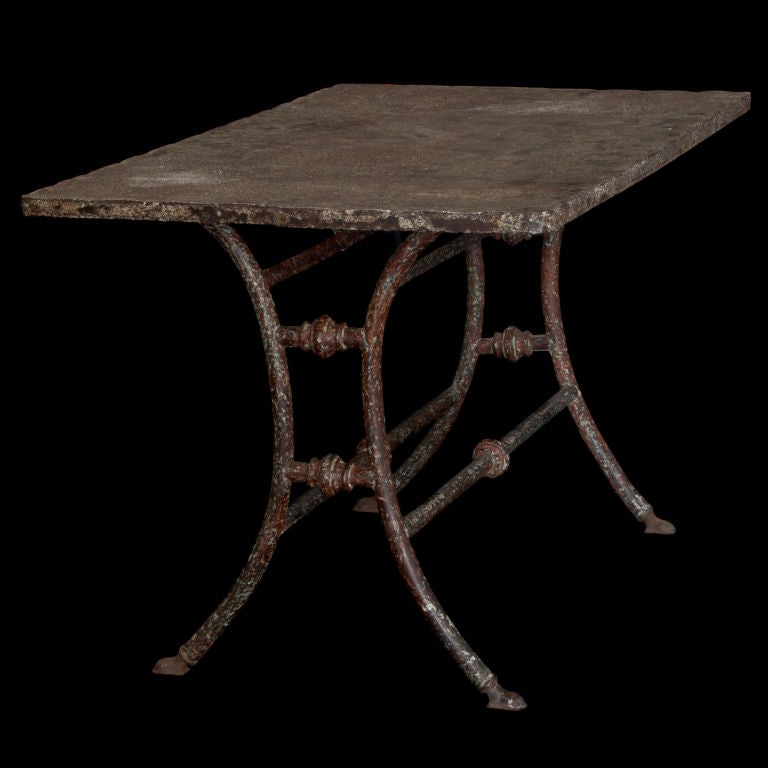 Garden Iron Table with Weathered Patina