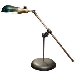 O C White Hubbell Industrial Cast Iron Brass Table Lamp