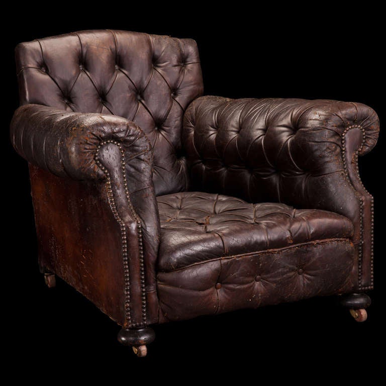 Oversized Leather Library Chair at 1stdibs
