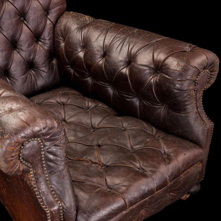 English Oversized Leather Library Chair