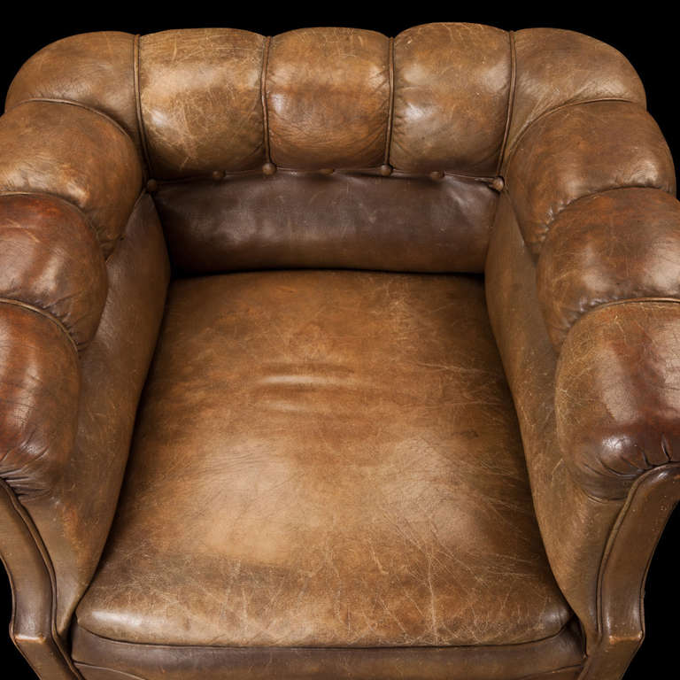 Pair of Tufted Leather Club Chairs at 1stDibs