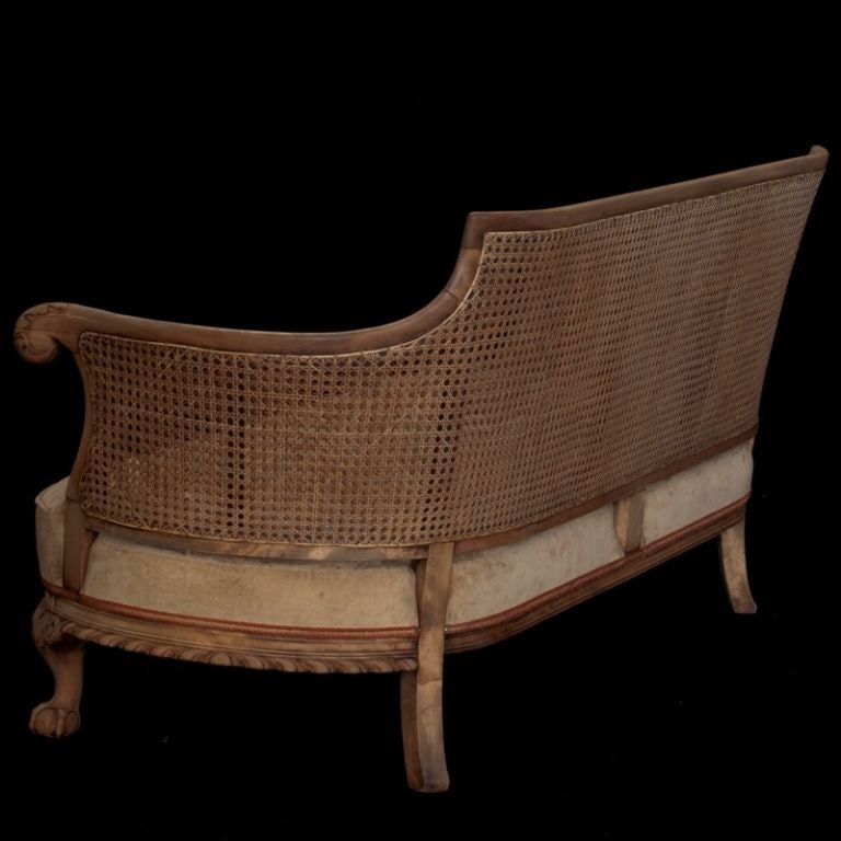 Caned Back Sofa with Lion Claw Feet