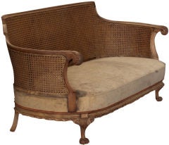 Antique Caned Back Sofa with Lion Claw Feet