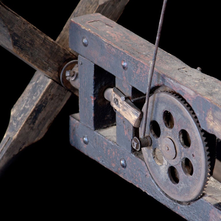 Late 19th century whirligig of a man with exposed mechanical components