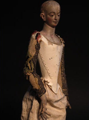 19th Century Italian Santo with Detailed Face and Gilded Dress