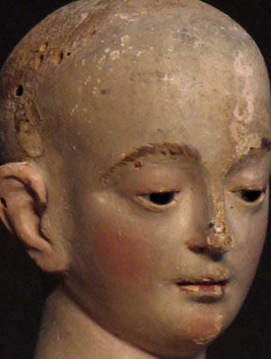 Wood Italian Santo with Detailed Face and Gilded Dress