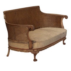 Antique Caned Back Sofa with Lion Claw Feet
