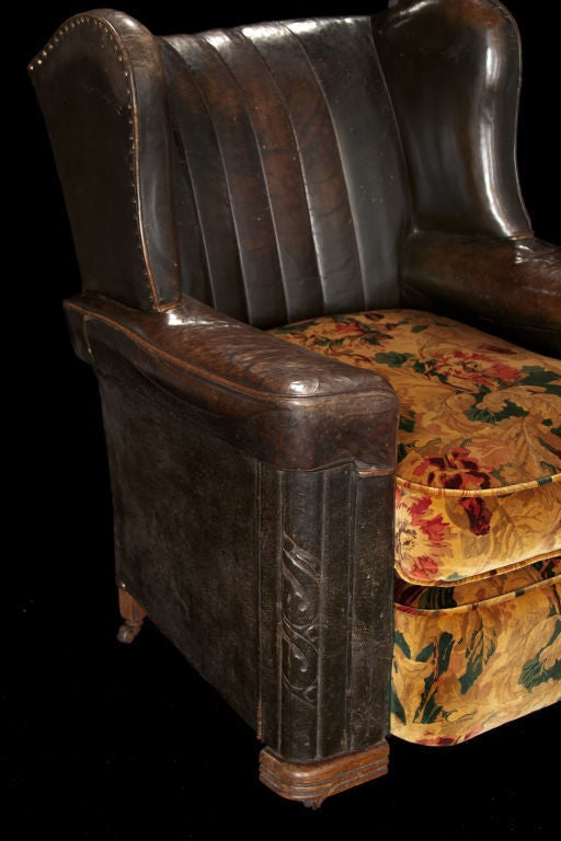 English Leather Deco Club Chair
