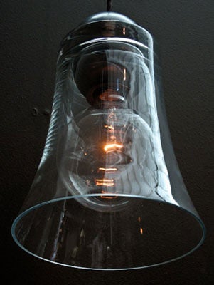 Mid-20th Century Industrial Glass Pendant Light Fixture