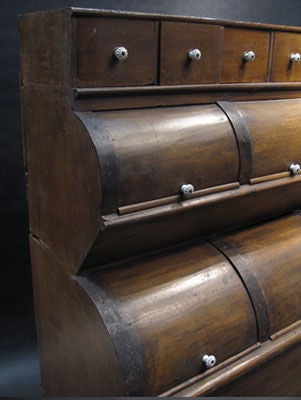 Wood English Storage Grain Bin Cabinet