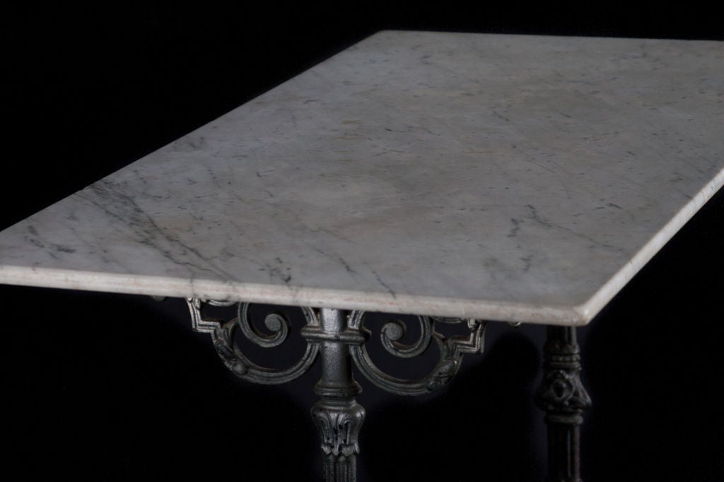 19th Century Marble Top Consoles with Cast Iron Base