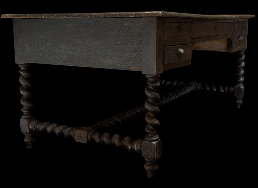 Partners Desk with Turned Stretchers