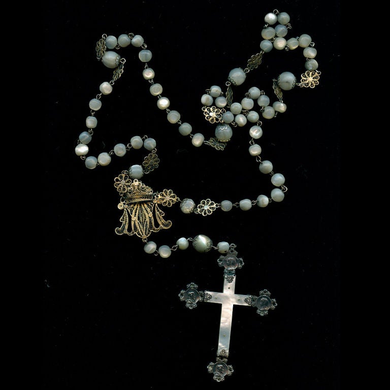 Italian Victorian Mother of Pearl Rosary