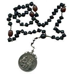 Antique Monks Rosary with silver medallion