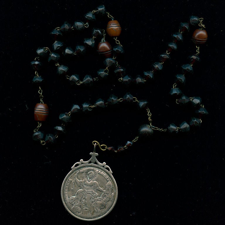 Italian Monks Rosary with silver medallion