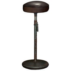Industrial Metal and Leather Adjustable Stool