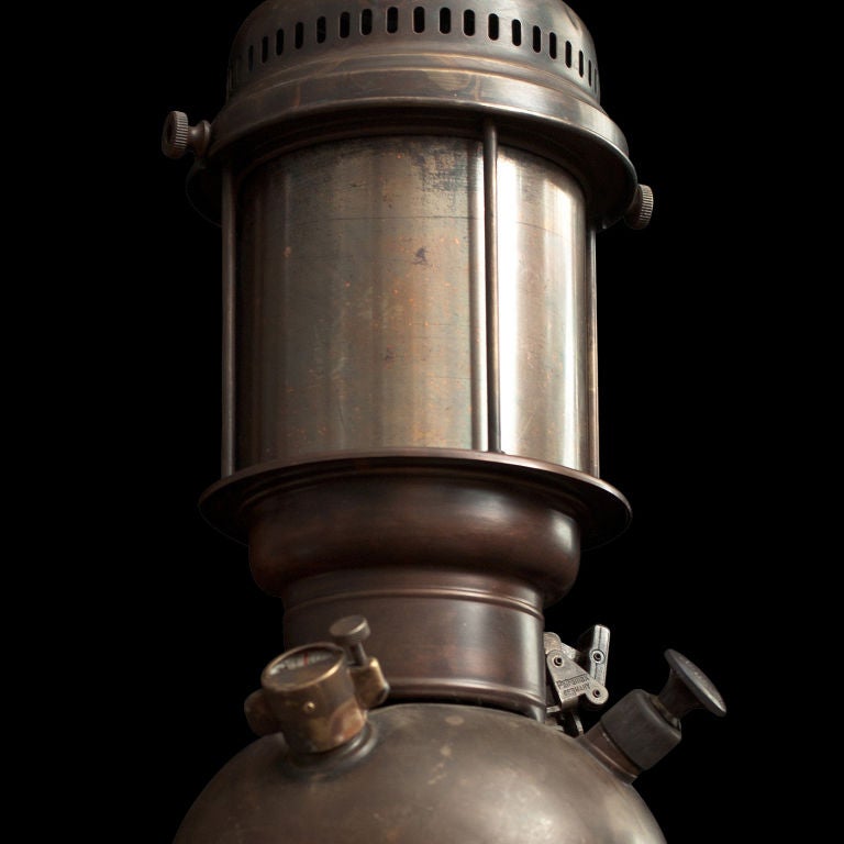 Italian Industrial Converted Gas Light with Clear Shade