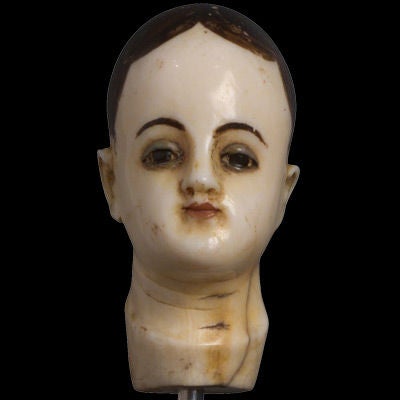 Rare and unusual ivory carving of a saints head, delicate and refined.