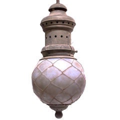 Antique Oversized Street Lamp with Original Frosted Shade