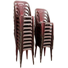 Antique Tolix Chairs in Original Burgundy Color