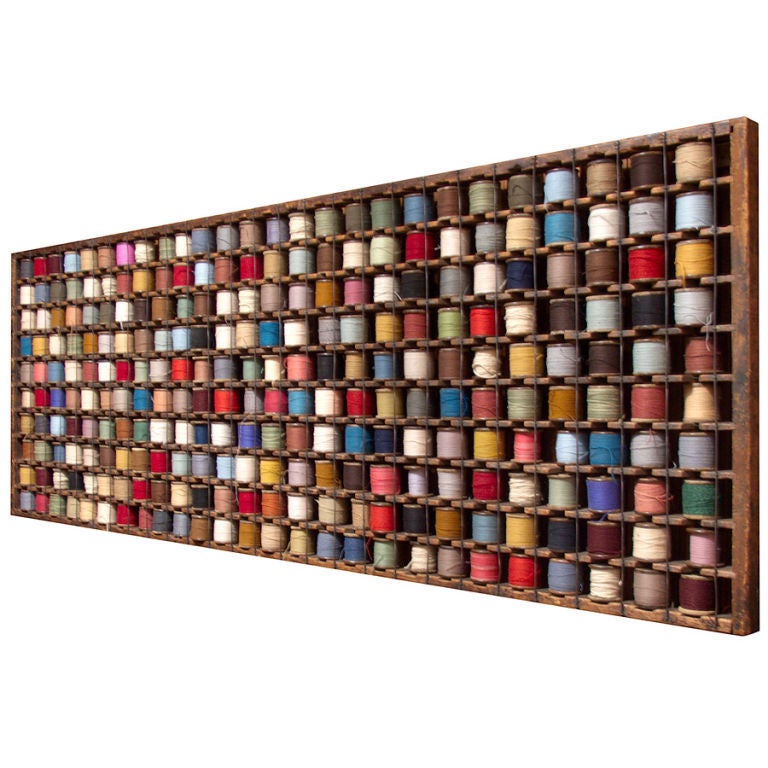 French Wood Rack with Wool Yarn Bobbins