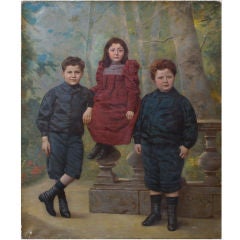 19th Century French Oil Painting of Victorian Children