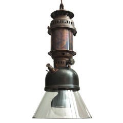 Industrial Converted Gas Light with Clear Glass Shade
