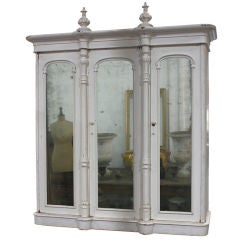 Antique Mahogany Mirrored Wardrobe White Exterior and Mahogany Interior