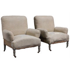 Pair of French Unusual Over Stuffed Chairs