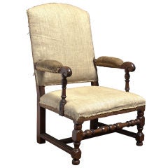 French Library Chair with Decorative Stretcher