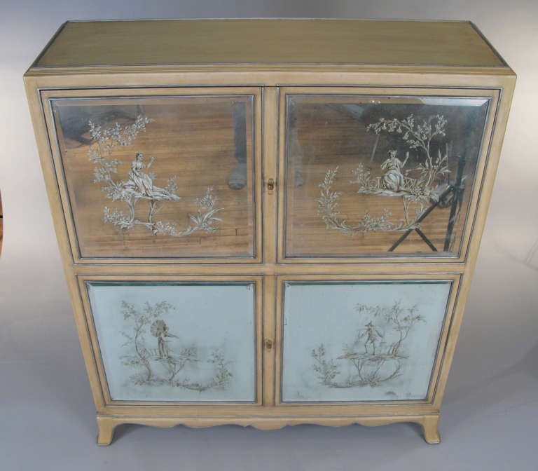 Mid-20th Century Glamourous 1940's Eglomise Cabinet