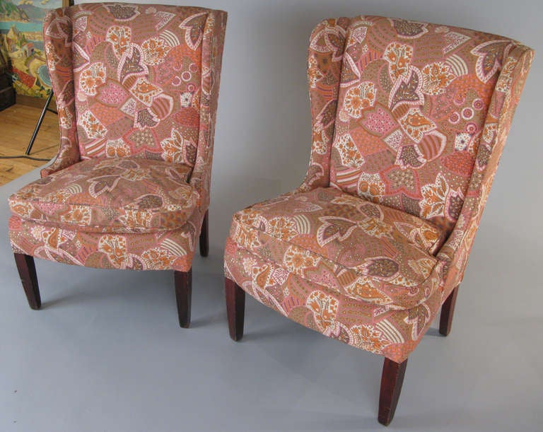 American Pair of Antique Slipper Wing Chairs