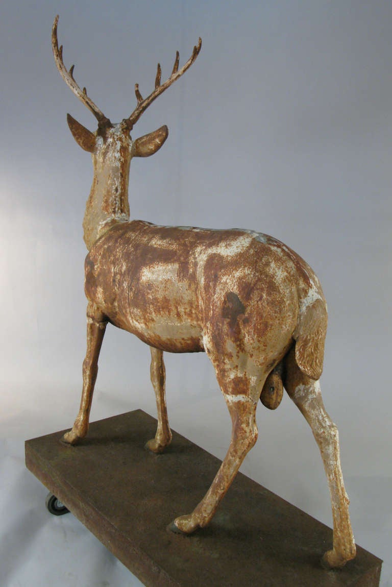 Cast Iron Stag attributed to J.W. Fiske In Excellent Condition In Hudson, NY