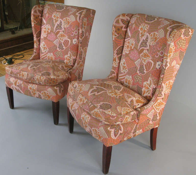 Pair of Antique Slipper Wing Chairs In Good Condition In Hudson, NY