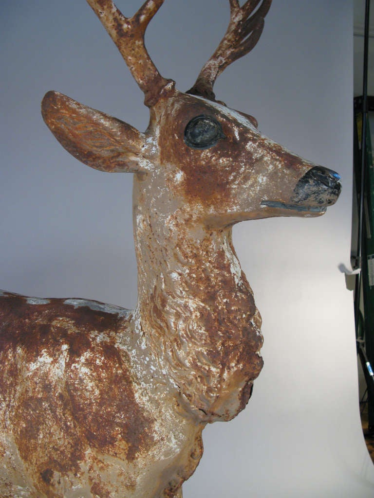 19th Century Cast Iron Stag attributed to J.W. Fiske